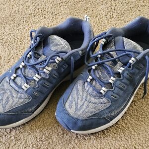 Easy Spirit Romy23 Sneakers Denim & Silver Women's Size 10 X-Wide